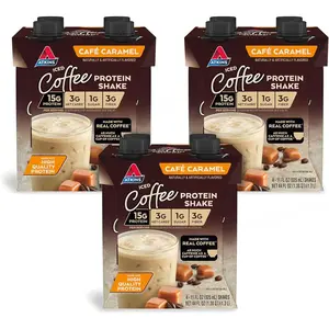 Atkins Café Caramel Iced Coffee Protein Shake, 15g Protein, Low Glycemic, 3g Net Carb, 1g Sugar, Keto Friendly, 12 Count