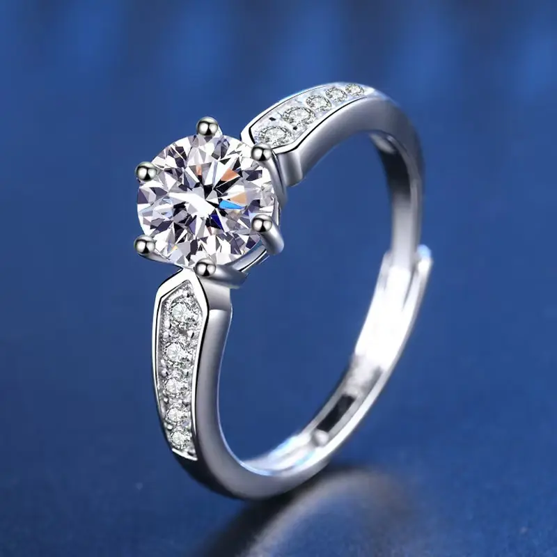 A069-1CT moissanite ring-blue moissanite stone