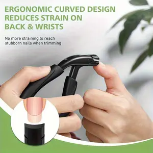 Modern Stainless Steel Nail Clippers, with Concave Blade, Heavy Duty Nail Clippers, Curved Design, Large Opening, Suitable for Thick Nails, Suitable for the Elderly, No Splash, Precision Trimming of Men's Toenails, Long Handle, with Beveled Blade