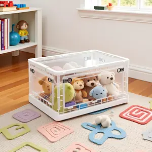 88 QT Clear Storage Bin with 5-Sided Open Lid, Stackable Plastic Storage Bins For Bedroom, Living Room, Office, Multifunctional Foldable Storage Box For Clothes, Office, Supplies, Snacks