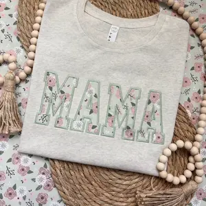 Spring Floral Mama Tee Embroidered