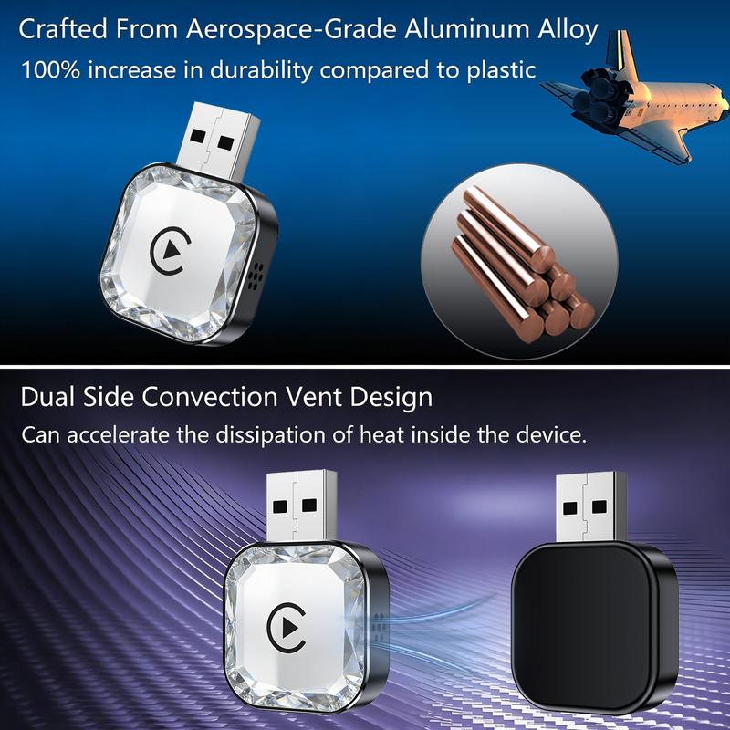 【MAKASRI】2026 New Wireless CarPlay Adapter - iPhone & Android Compatible with Fast No-Delay Link, Hands-Free Calling