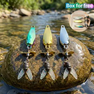 3 Pack Metal Spinner Baits, 3D Realistic Blade Fishing Lures with Propeller for Freshwater Bass Trout for Pond Lake River Angler