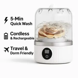 Cordless Mini Washer with 2 Modes Portable Laundry Machine for Socks, Underwear & Delicates
