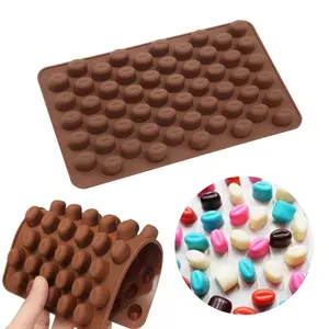 55 Cavity Mini Coffee Beans Chocolate Sugarcraft Candy Silicone Mold, Fondant Cake Decorating Baking Pastry Tools, Reusable Chocolate Mold, Food Grade Material