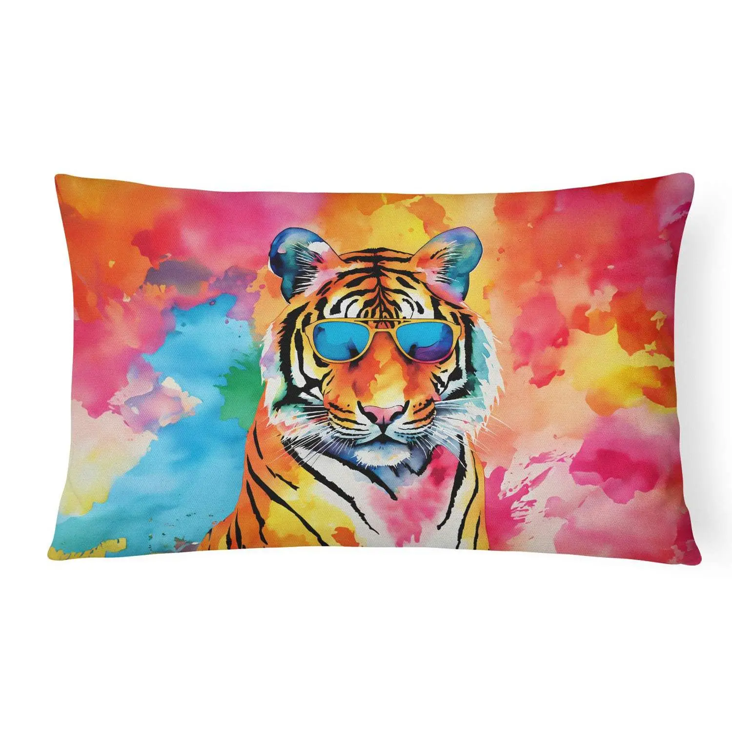 Hippie Animal Bengal Tiger Throw Pillow, Polyester Fabric Water-Resistant Cushion for Patio Furniture, Outdoor Patio Decor Animals Accent Pillow