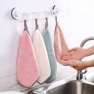 30//10/5/1pcs Small Towels Hangable with Hanging Loop, Super Absorbent Soft Hand Dry Towels for Kitchen and Bathroom, Set of 4 Colors