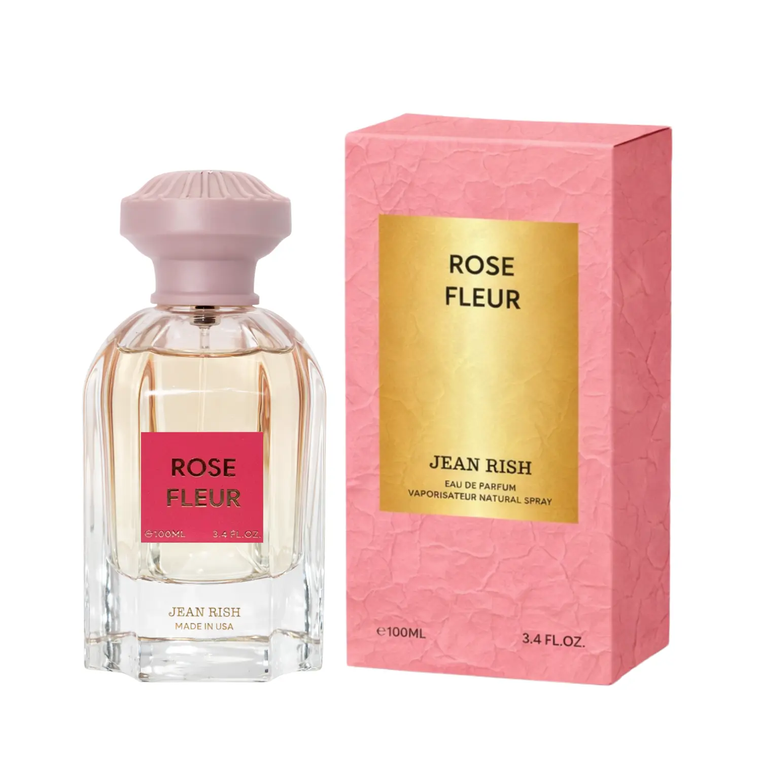 Rose Fleur, Jean Rish, Eau De Parfum for Women 3.4 Fl Oz – Fruity Floral Perfume with Turkish Rose, Peony, Litchi & Vanilla – Long Lasting Romantic Scent