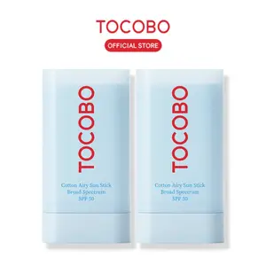 [TOCOBO Official] 2 PACK Cotton Airy Sun Stick Broad Spectrum SPF50 | Non-Sticky Matte Finish Sun Protection for Face and Body Facial Lightweight Sunscreen Oil Control 	Protector solar en barra FPS 50