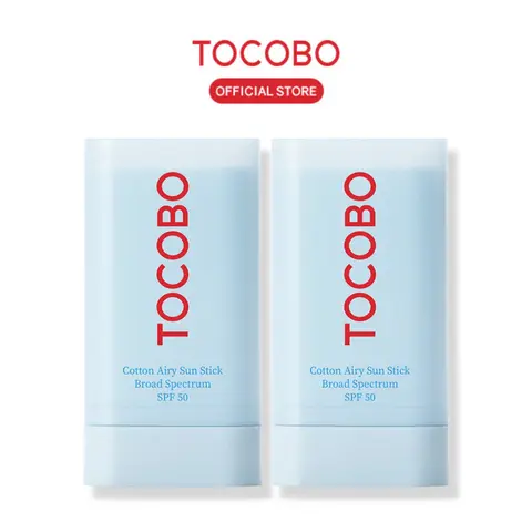 [TOCOBO Official] 2 PACK Cotton Airy Sun Stick Broad Spectrum SPF50 | Non-Sticky Matte Finish Sun Protection for Face and Body Facial Lightweight Sunscreen Oil Control 	Protector solar en barra FPS 50