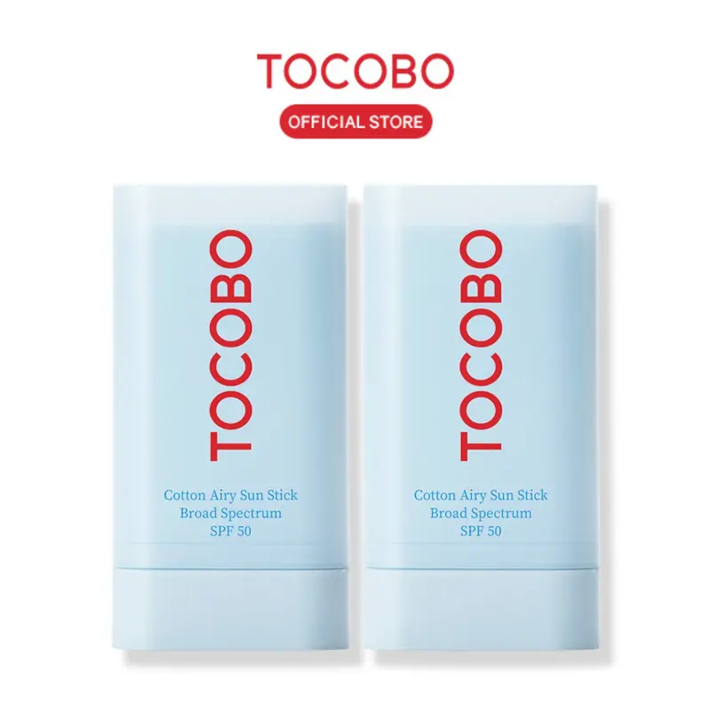 [TOCOBO Official] 2 PACK Cotton Airy Sun Stick Broad Spectrum SPF50 | Non-Sticky Matte Finish Sun Protection for Face and Body Facial Lightweight Sunscreen Oil Control 	Protector solar en barra FPS 50