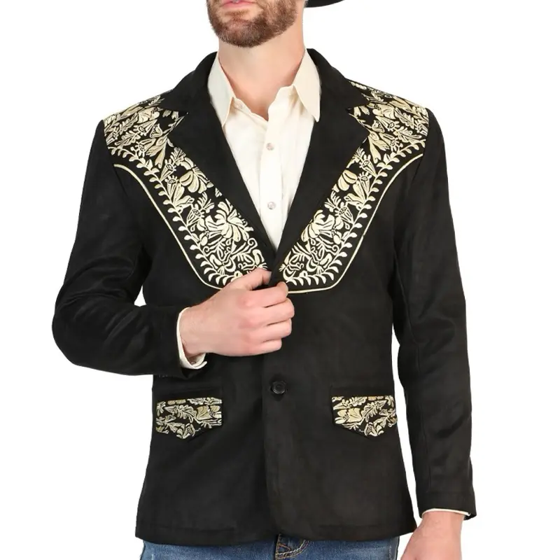 Men's Embroidered Blazer with Intricate Floral Design and Button Closure for Stylish Outfits Menswear Suit Jackets Formal