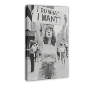 I Do What I Want to Do Wall Art Retro Feminist Protest Poster Printing Black And White Print Girl Power Art Feminist Print Retro Wall Decoration Room Ornaments Frame-Style