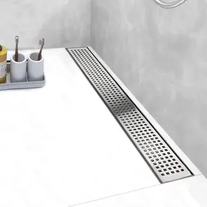 Linear Shower Drain, Shower Drain 24 inch with Removable Grate Cover, Professional AISI 304 Stainless Steel Shower Floor Drain, Shower Drain with Hair Catcher and Leveling