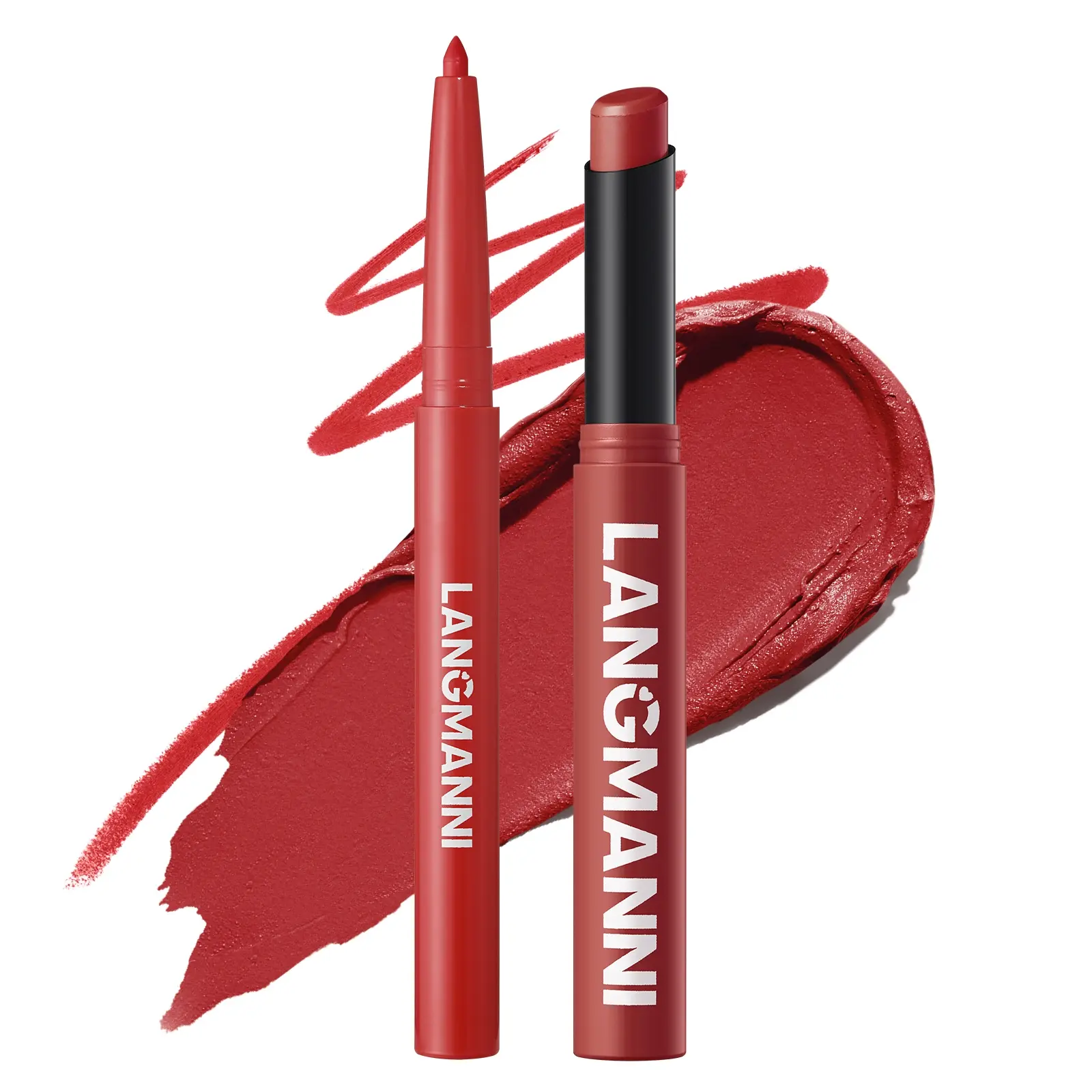 2 combination sets, oblique rotating matte lipstick, Intensely Pigmented, durable, waterproof, non-fading, non-sticking to the cup, non-smudging, smooth and easy to color