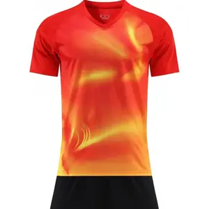 Football Uniform Set Training Vest Breathable Jersey Competition Uniform Group Purchase Customization Red Orange Design