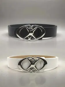 Fashionable, simple and casual denim belt, PU belt, oval retro Gothic belt, star-decorated PU buckle belt, suitable for gifting, fashionable accessories for both men and women, men's fashionable belt