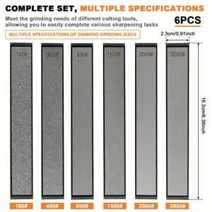 6pcs Diamond Knife Sharpening Stones Set  Versatile Grits 180# to 3000#, Durable Whetstone Kit with Sturdy Base, Ideal for Kitchen & Utility Knives, Scissors, Chisels