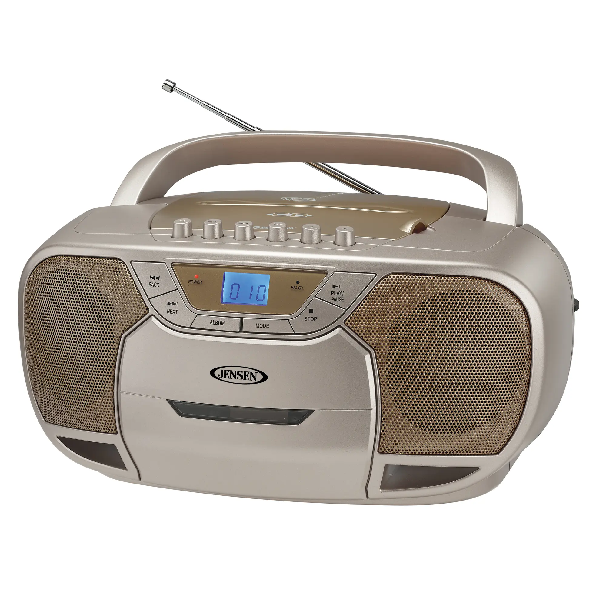 Jensen CD-590C Portable Bluetooth Stereo MP3 Compact Disc Cassette Player/Recorder with AM/FM Radio