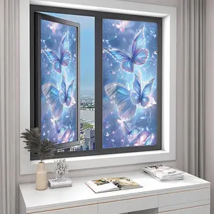 Butterfly Pattern Decorative Glass Sticker, Static Cling Frosted Glass Sticker, Privacy Window Decal, Privacy Glass Decoration, Home Decor Items for Home Office Use, Ornaments