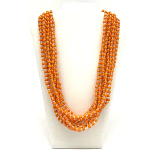 27" Clear and Orange Glass Bead Necklace (Dozen)