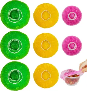 Reusable Bowl Covers, 60 Pcs 3 Sizes Kitchen Utensils Airtight Plastic Food Covers with Elastic Film, Fits Most Plates and Dishes, Kitchen Preserving Container