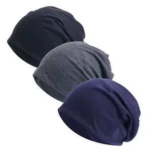 3 Pcs Polyester Knit Beanie Hats - Slouchy Soft Stretch Sports Skullies Caps with Solid Color, Lightweight Knitting Beanies for Daily Wear - Hand Washable