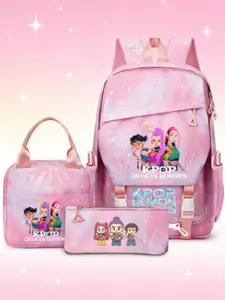 Kpop Demon Hunter Girl Backpack Set, 3pcs Student Bag with Lunch Bag and Pencil Case, Anime Cartoon Travel Laptop Backpack