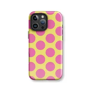 Pink Polka Dot Smartphone Case, Pretty Retro Design Cellphone Shell, Handheld Phone Accessories Compatible with iPhone 11, 12, 13, 14, 15, 16, 17 Pro, Max, Air, Plus