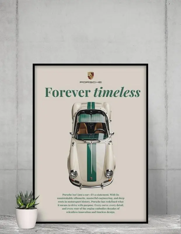 Porsche 911 Minimalist Poster, Porsche 911 vintage poster, Timeless Car Poster Print, Porsche Art for Home Decor, Auto Enthusiast Gift,, Border, Paper