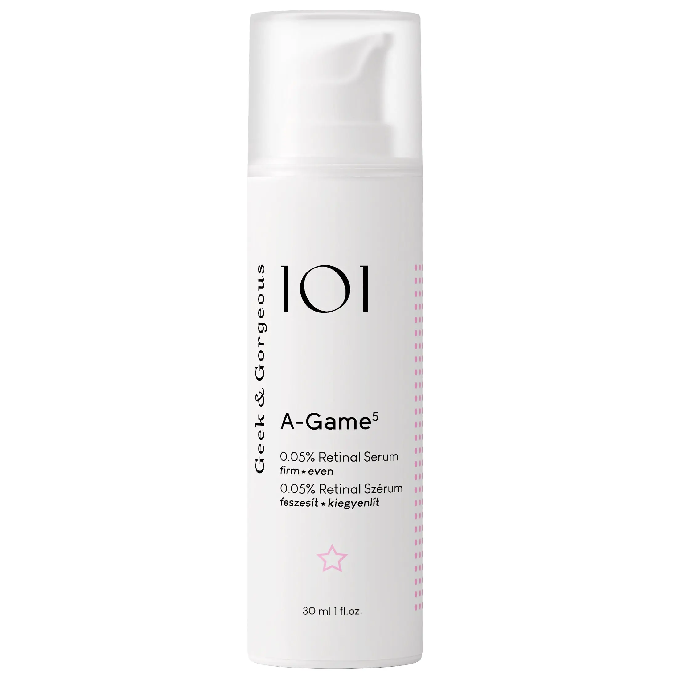 GEEK & GORGEOUS A-Game 5 0.05% Retinal Serum, Anti-Aging Face Serum for Radiant Skin & Uneven Skin Tone, Vegan, Gluten Free, Fragrance Free, 1 oz, Gentle, Moisturizers & Mists, Cruelty Free