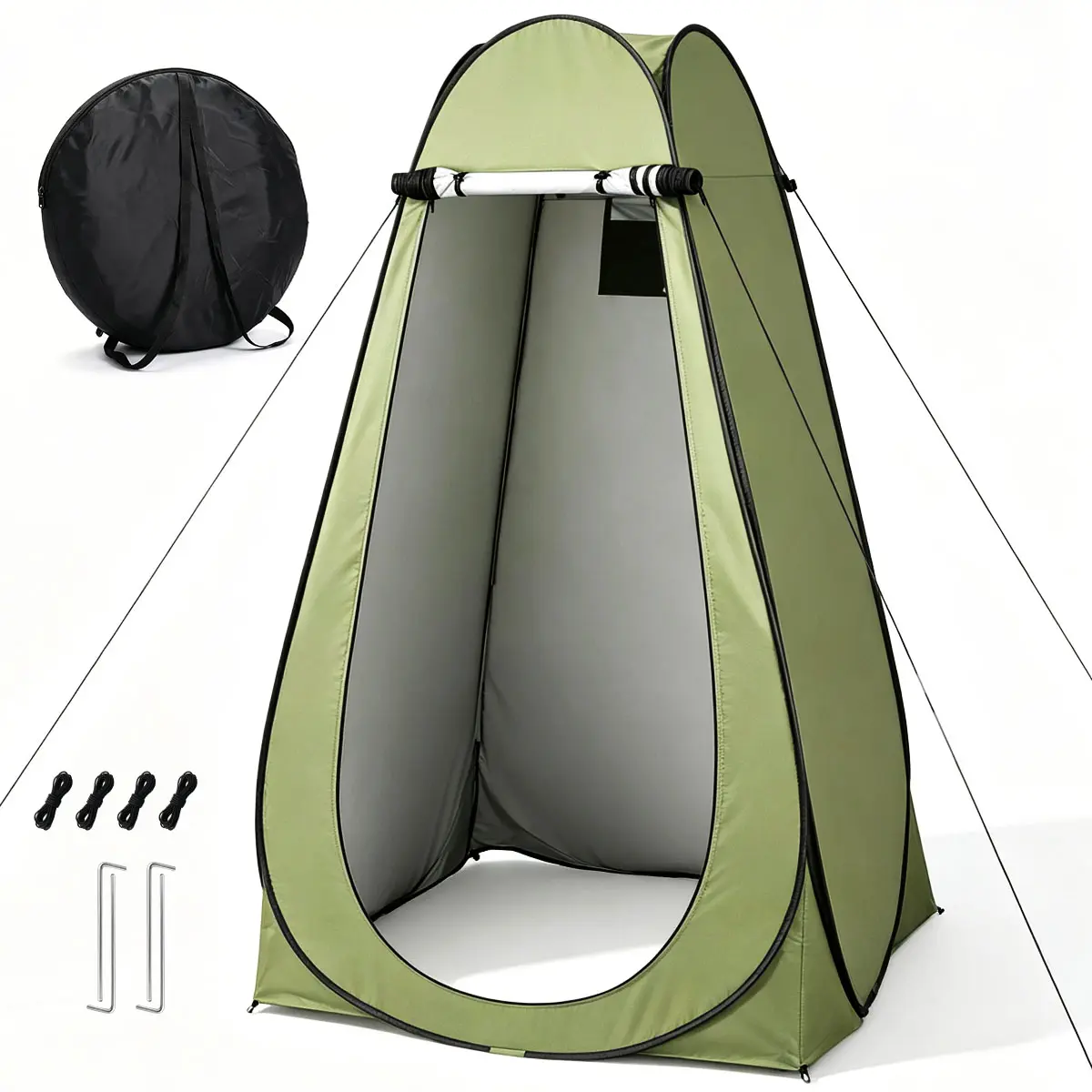 Upgraded Light Blocking Pop-Up Privacy Tent - 6.3FT Tall Portable Camping Tent for Outdoor Shower, Changing & Toilet Use, Compact Foldable with Storage Pocket & Wind Ropes