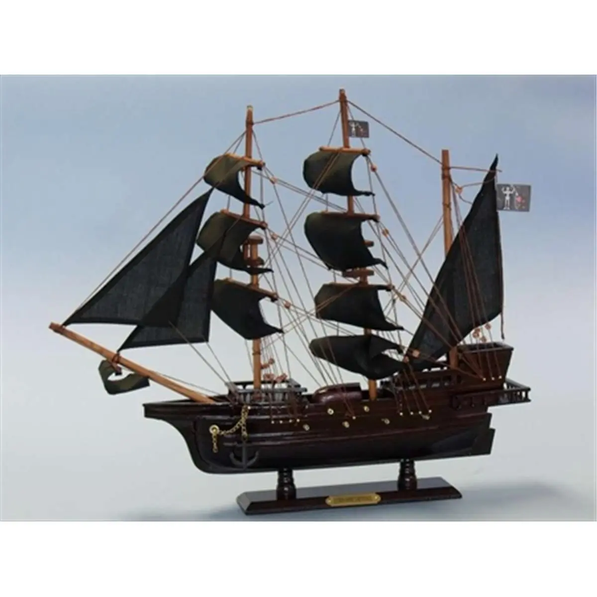 212 MAIN Handcrafted Wooden-Metal Pirate Ship Model - 20 in. Wooden Hull, Fully Assembled Blackbeard's Queen Anne's Revenge, Whimsical Home Decor & Room Decor for Themed Spaces