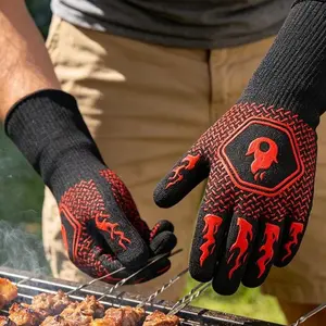 Barbecue Fireproof Gloves Heat Resistant Up To 1472°F Non Slip Silicone Oven Gloves Kitchen Safety