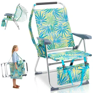 Backpack Beach Chair with 7 Position Adjustable Backrest, Lightweight Folding Aluminum Camping Chair with Detachable Storage Bag, Carry Strap &  Pocket, 265 lbs Capacity side