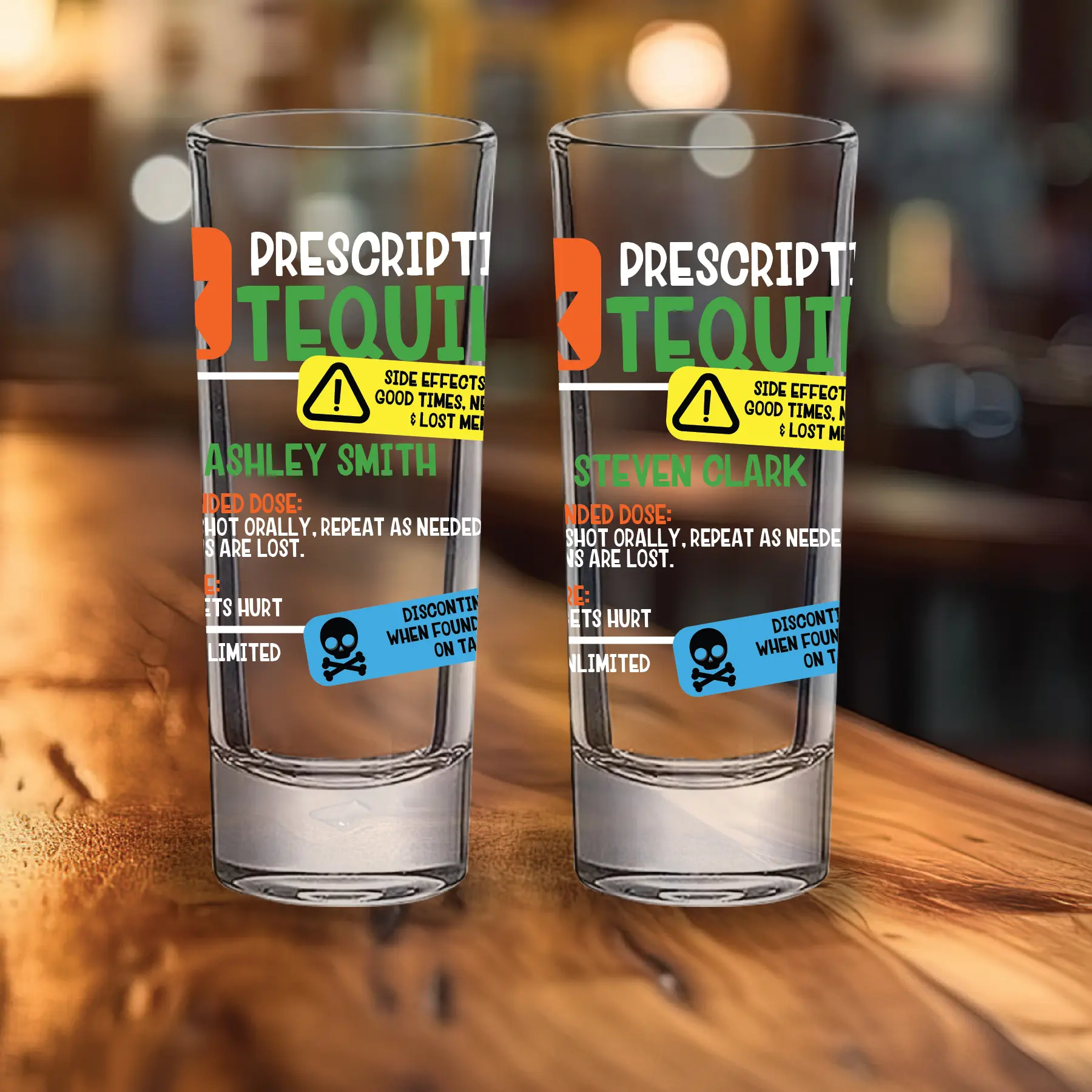 Prescription Tequila Shot Glasses, Custom Name Shots Gifts, Your Name Shots Birthday Gift Drinkware