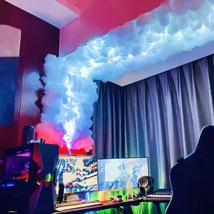 K-16ft esports Thunder cloud light, esports room music rhythm DIY set, RGB color changing light strip, wall rhythm light, night light, bedroom, living room, game room, Perfect for Christmas Gifts, Holiday Office, Bedroom, Hotel, Party, Restaurant Decor