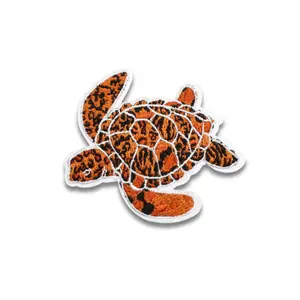 Cheetah Print Turtle Embroidered Patch - Iron-On Applique