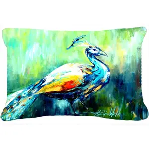 Carolines Treasures  Proud Peacock Green Indoor & Outdoor Fabric Decorative Pillow
