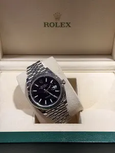 Rolex Datejust 41 mm Black Index Dial Fluted Bezel Jubilee Bracelet Stainless Steel Watch