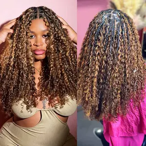 Asakiss Hair Feather Crochet Human Hair Burmese Curly for Miracle Knots Boho Braids Knotless Water Wave Kinky Curly Feather Crochet Human Hair 4-5 Packs for Full Head Pre-Separated, 60g/Pack Time-Saving, lightweight Glueless Protective Styles