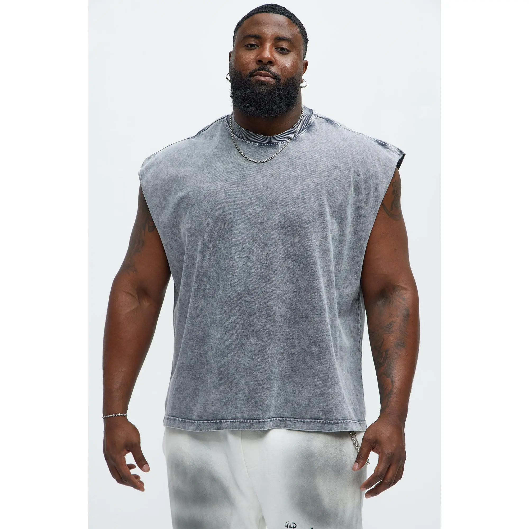 IDEASWAM SLEEVELESS TEE (GREY) イデアスワム Ｍ Relaxed Vintage Wash Heavyweight Muscle Tee - Grey/Smoke - TikTok Shop