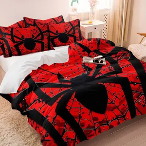 2/3 Spider-Man-Themed Bedding Set Featuring a Soft and Delicate Polyester Fiber Duvet Cover with Easy Maintenance. the Overall Design Radiates the Superhero'S Passion and Dynamism, Suitable for All Seasons.
