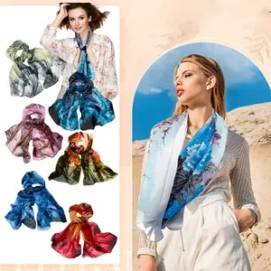 Set of 6 Women's Thin Scarf Long Thin Scarf Shawl for Women's Dress Lightweight Floral Print Pattern Scarf Classic Style Variety of Styles Soft and Comfortable Mother's Day Gift Birthday Gift