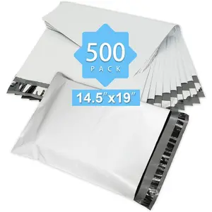 Reliable Mailer 14.5x19 Inch 500Pcs White Poly Mailers Bulk Envelopes Shipping Bags Self Seal Adhesive Waterproof and Tear-Proof Postal Expandable Polyethylene for Business Shipping Packaging