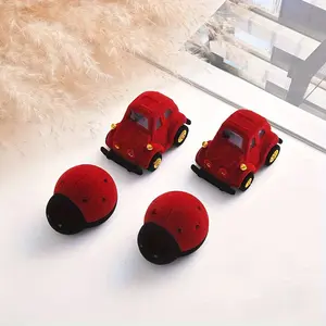 Cute Beetle-Shaped Flocking Box, Proposal Ring Box & Jewelry Storage Box, High-Grade Flannel, Non-Slip, Portable Design