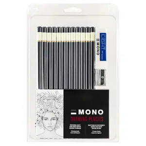 51523 MONO Drawing Pencil Set, Assorted Degrees, 12-Pack. Professional Quality Graphite Pencil Set with Eraser and Sharpener