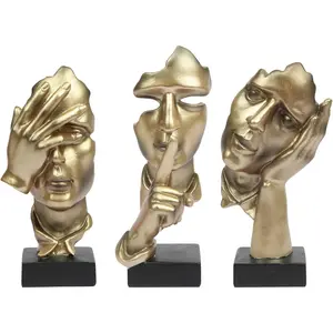 3 count Thinker Statue, Silence is  Abstract Art Figurine, No Hear No See No Speak Modern Home  Sculptures Decorative Objects Decor for Home Office Bookshelf Desktop(), A-41