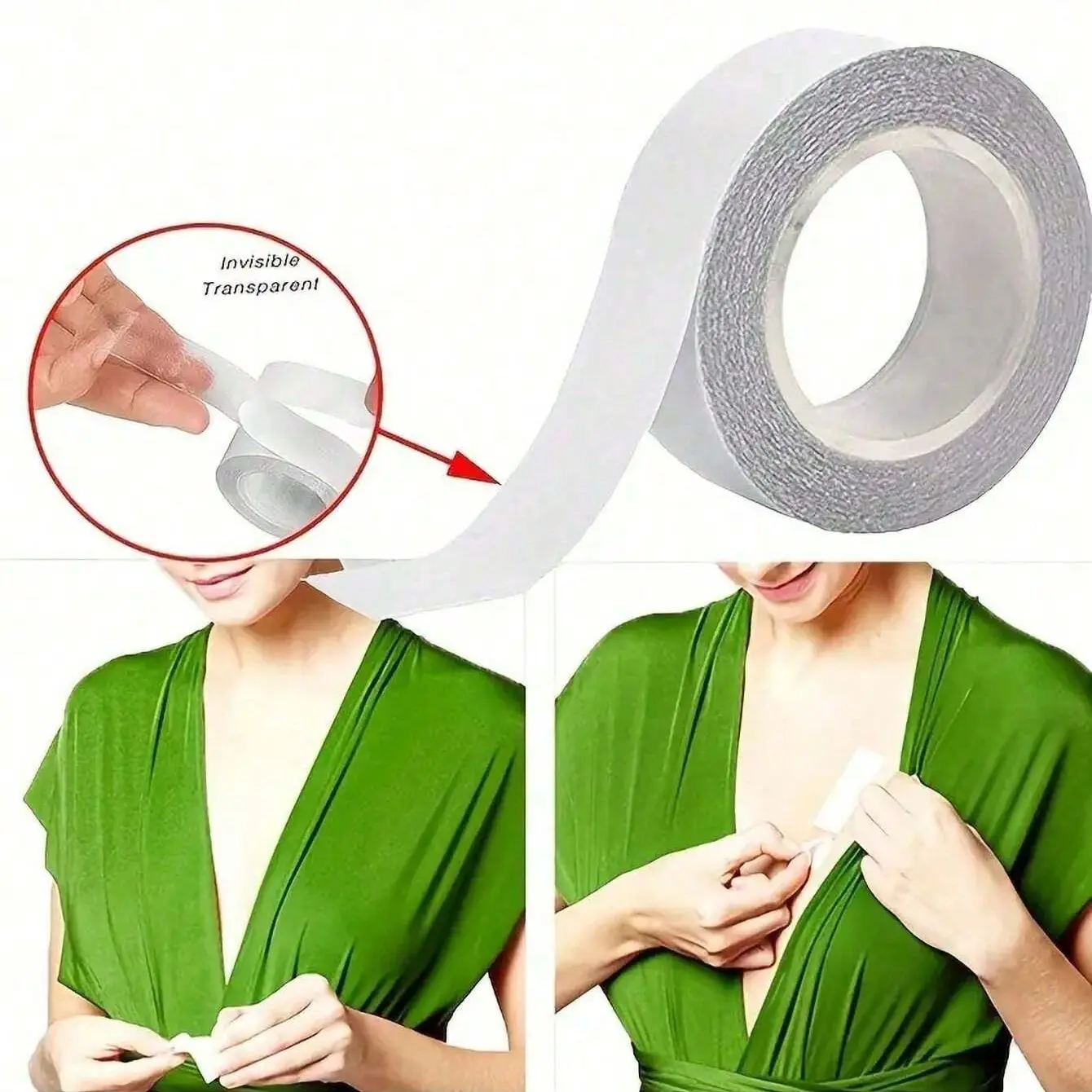 Women's Clothing Non-Slip Strong Adhesive Tape, Durable Double Sided Tapes Double Face Tape, Invisible Transparent Dual-Sided Sticky Strip, Suitable for Collars Shirts Dresses, 1/3/6 Pieces 5m