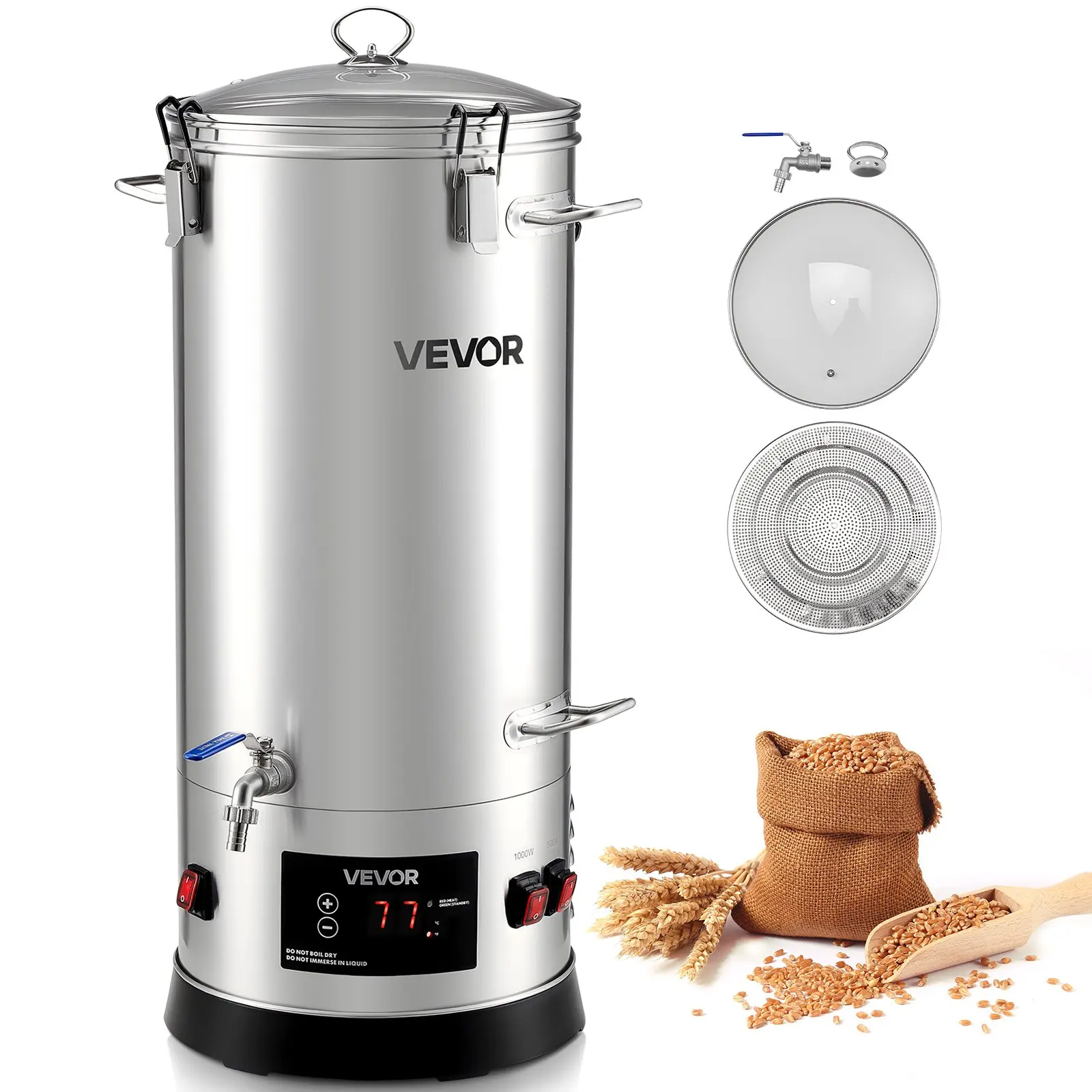 【Summerfinds】 VEVOR Beer Brewing Equipment, 8 Gal/30L 304 Stainless Steel Home Beer Brewer, 1500W All-in-One Home Brewing Kit with Tall strainer, Integrated Inner Barrel Reinforced Handledealsforyoudays